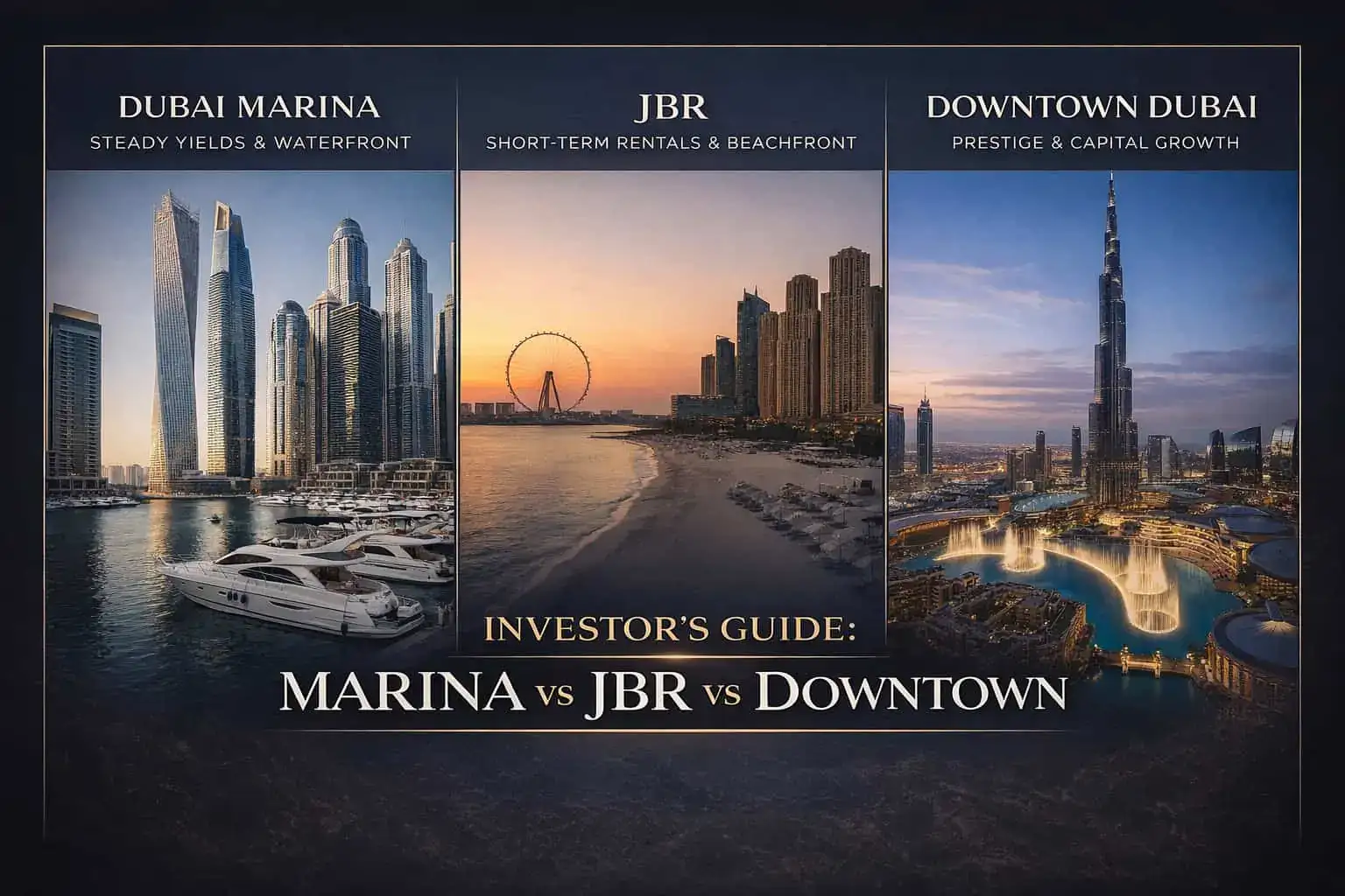 Comparing JBR, Dubai Marina and Downtown for property investment